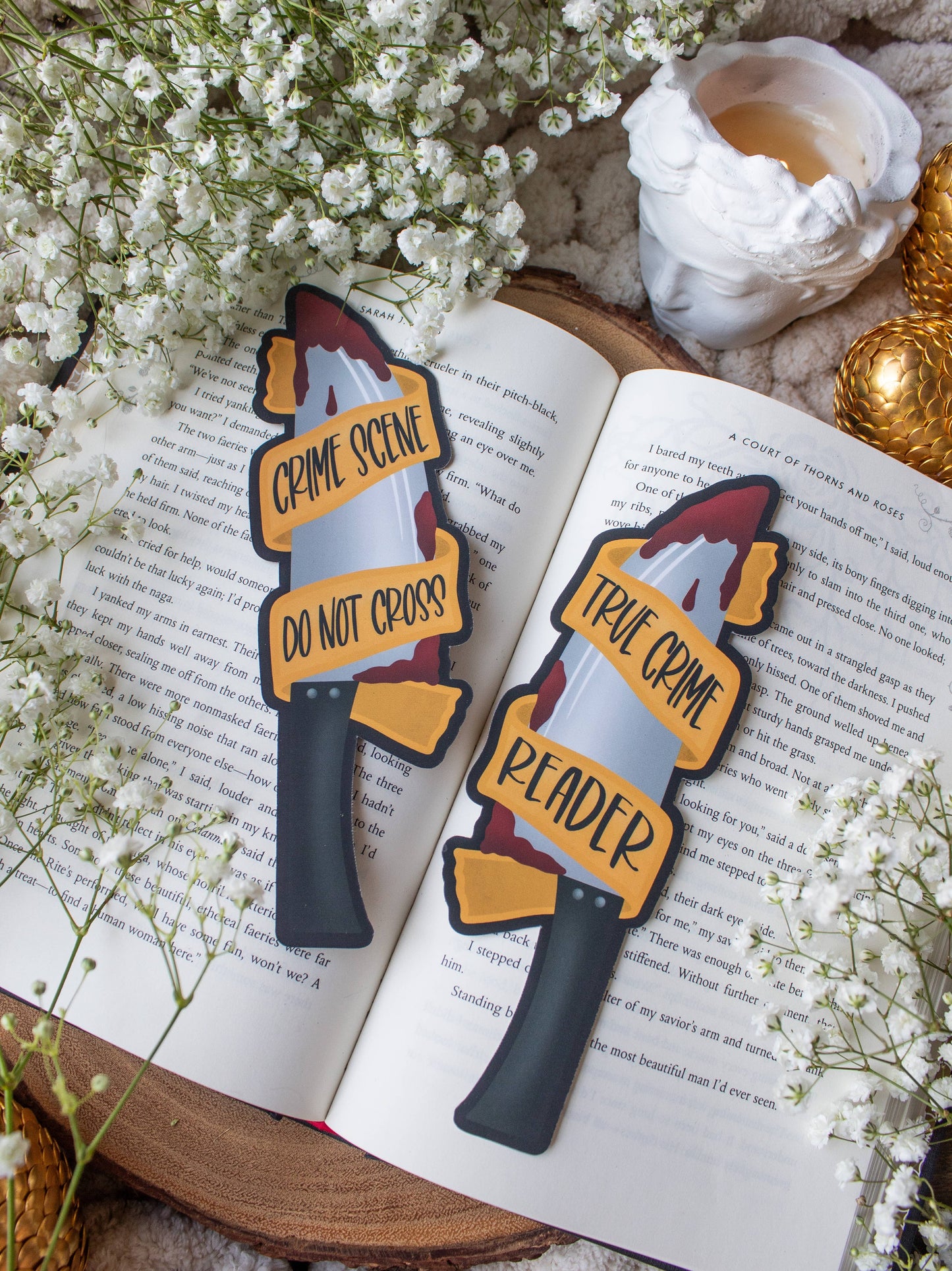 True Crime Reader Knife Die Cut Bookmark | Soft Touch