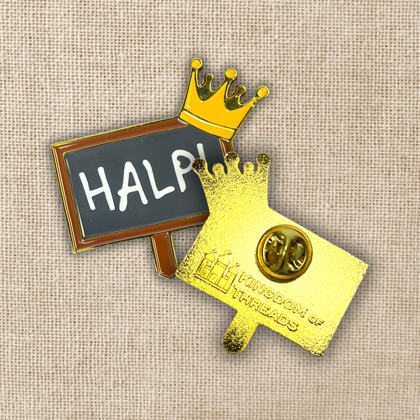 Kingsley’s Halp Sign Enamel Pin | Assistant to the Villain