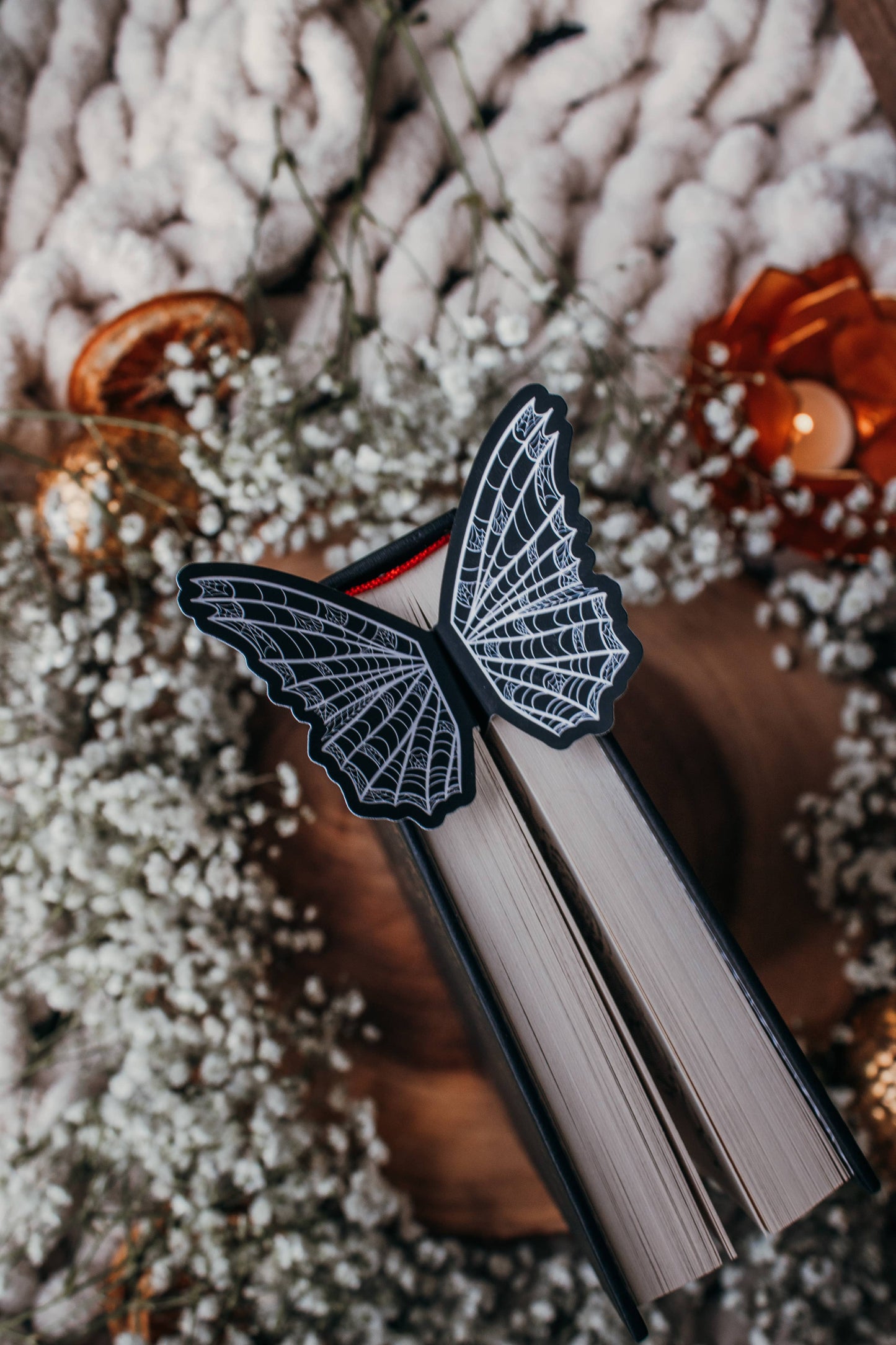 3D Spooky Spiderweb Butterfly Wings Bookmark | Soft Touch