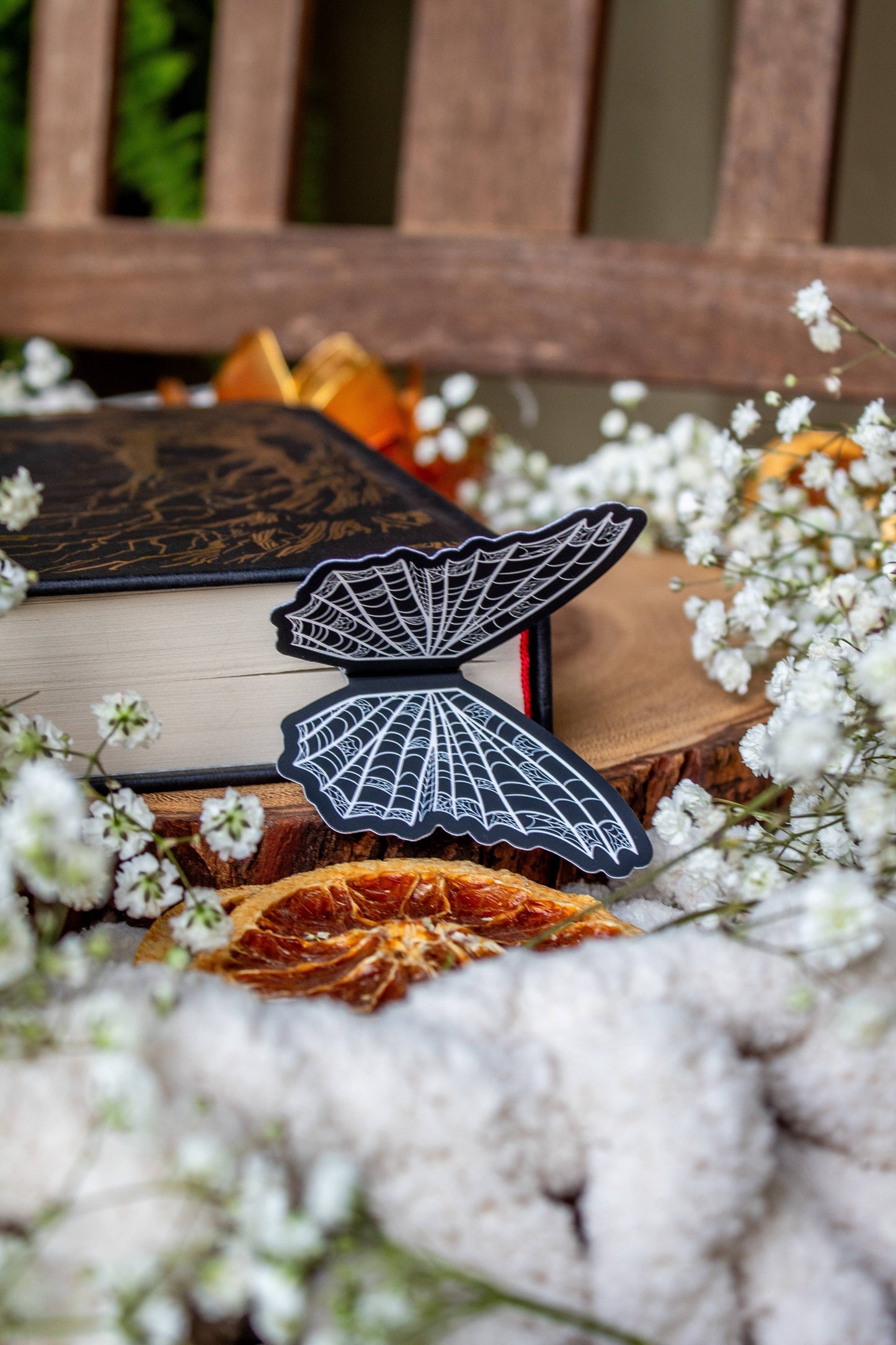 3D Spooky Spiderweb Butterfly Wings Bookmark | Soft Touch