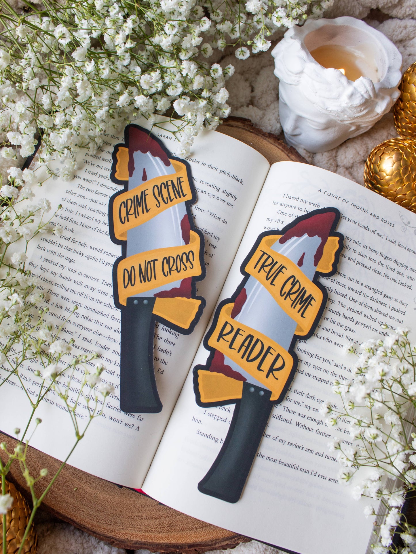 True Crime Reader Knife Die Cut Bookmark | Soft Touch