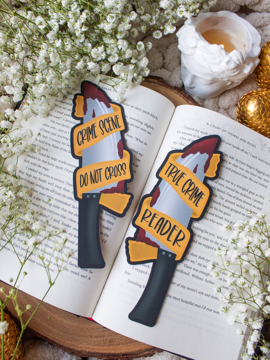 True Crime Reader Knife Die Cut Bookmark | Soft Touch