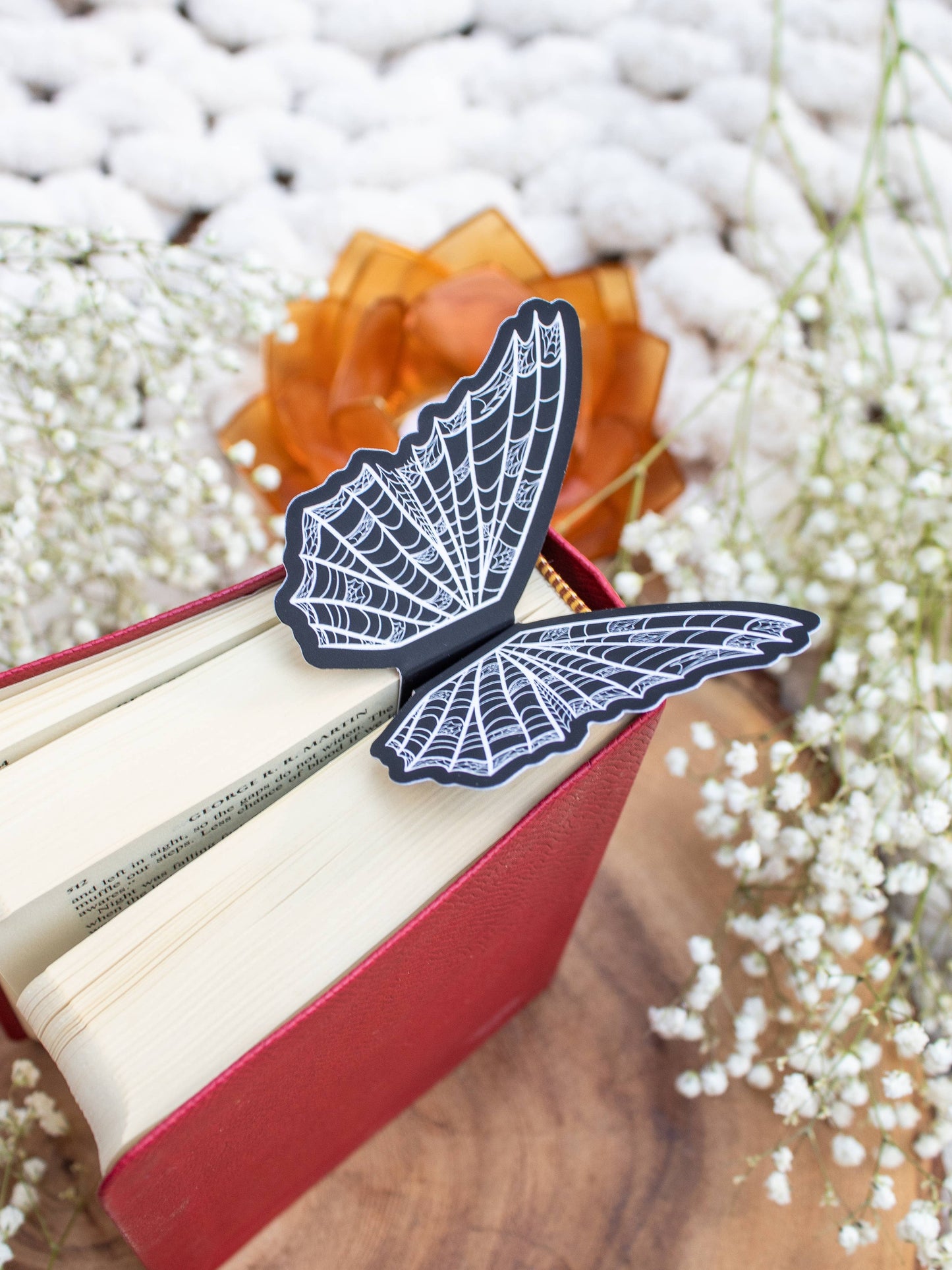 3D Spooky Spiderweb Butterfly Wings Bookmark | Soft Touch
