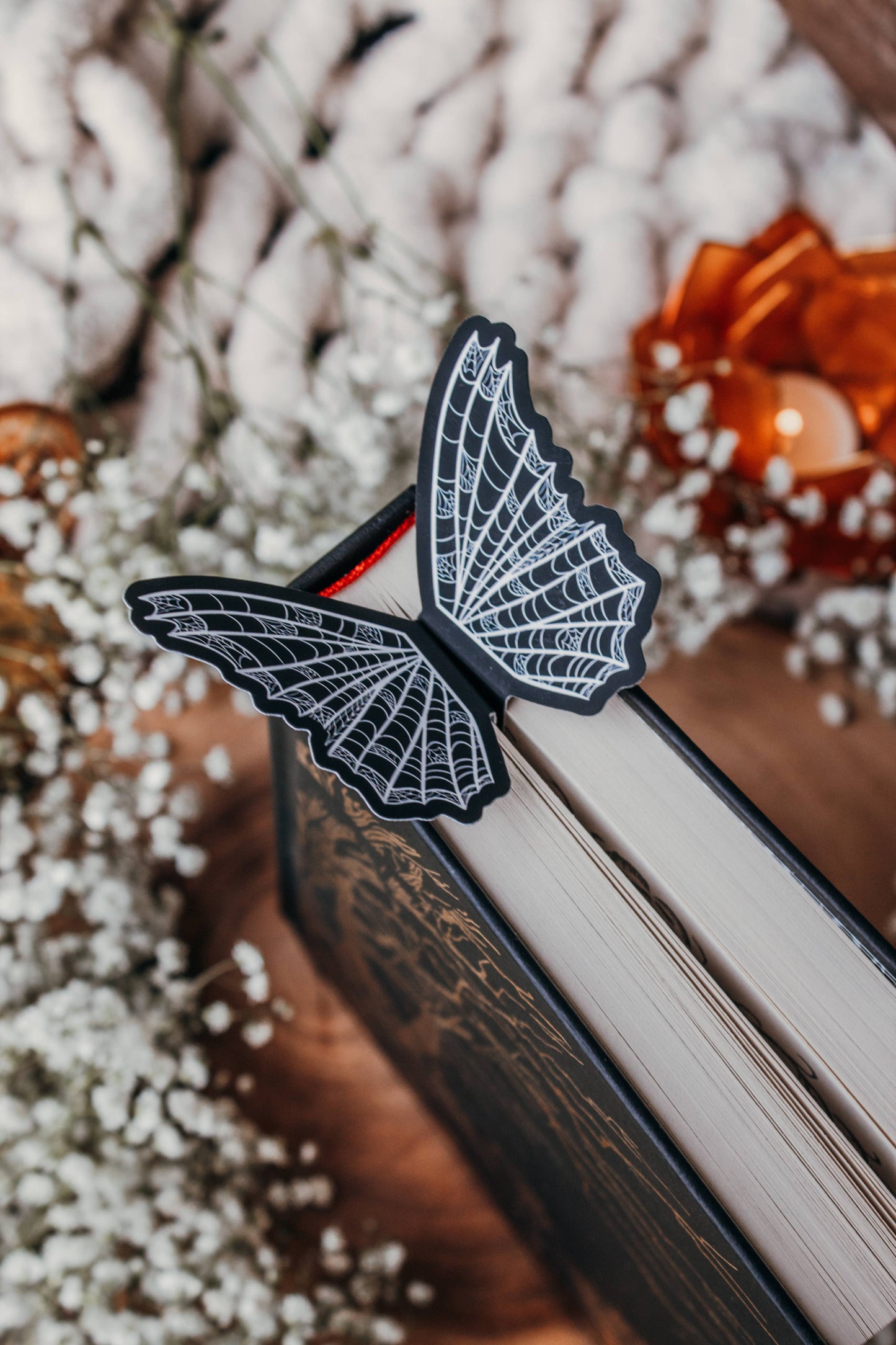 3D Spooky Spiderweb Butterfly Wings Bookmark | Soft Touch