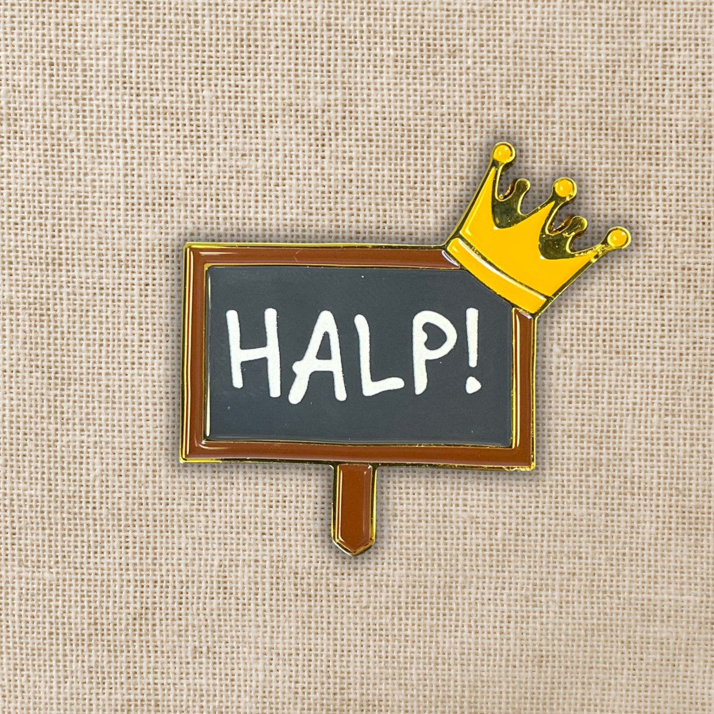 Kingsley’s Halp Sign Enamel Pin | Assistant to the Villain