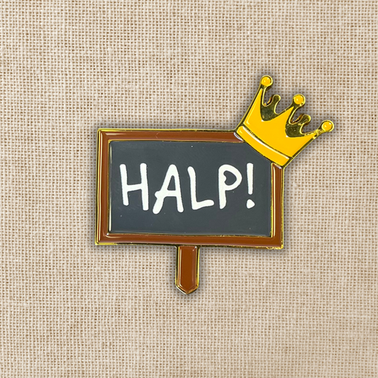 Kingsley’s Halp Sign Enamel Pin | Assistant to the Villain