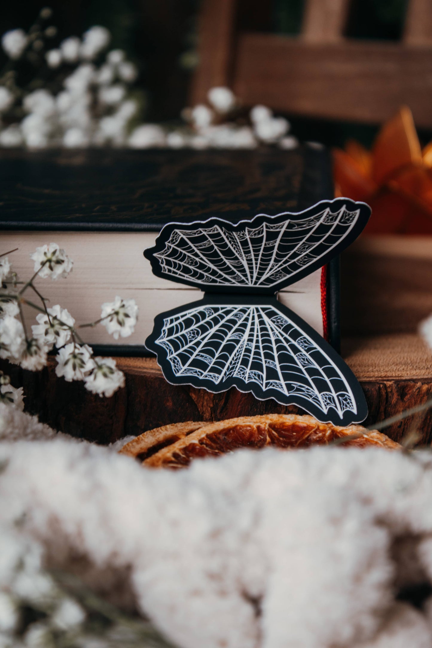 3D Spooky Spiderweb Butterfly Wings Bookmark | Soft Touch