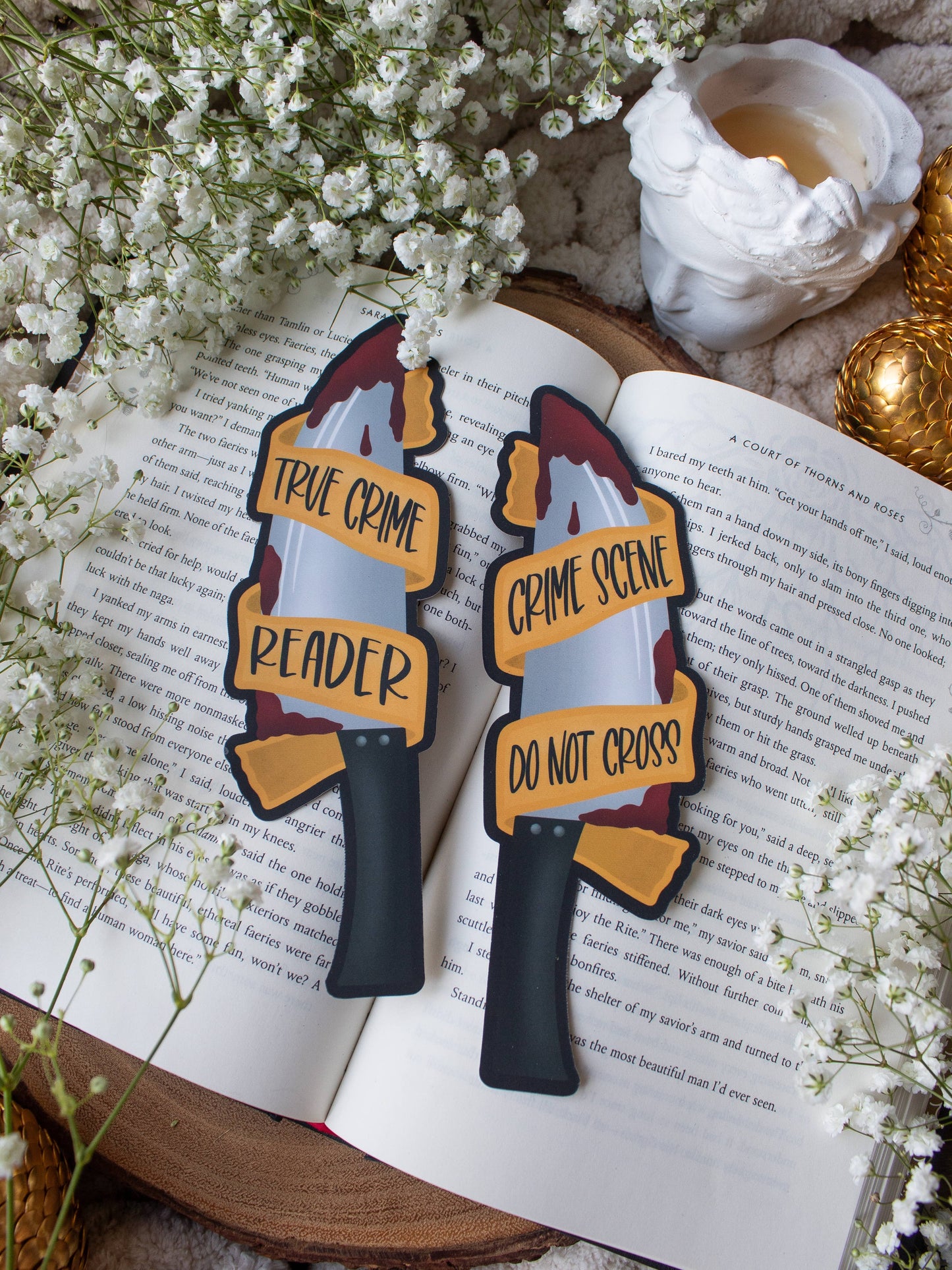 True Crime Reader Knife Die Cut Bookmark | Soft Touch